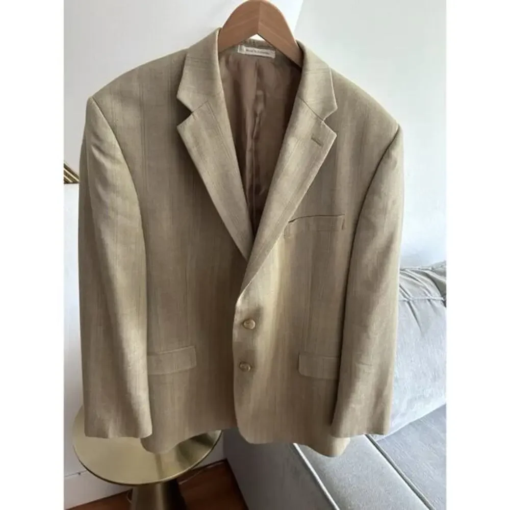Lauren Ralph Beige Lauren Silk Wool Blazer Size 44S Preppy Old Money